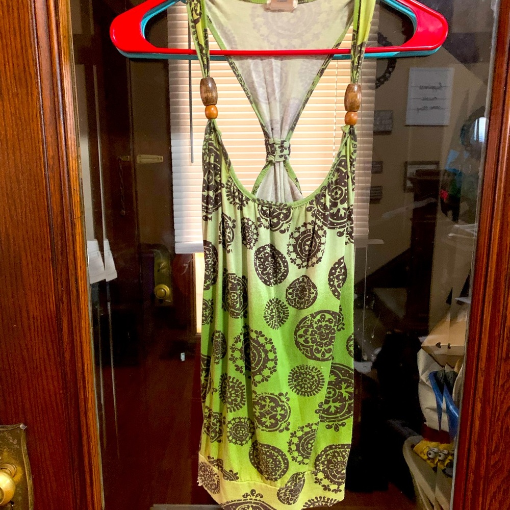 Green & Brown T-back Top!
